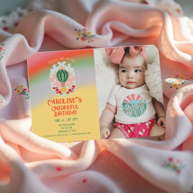 Onederbörd Luftballong Första födelsedag Tack Kort (Skapare uppladdad)