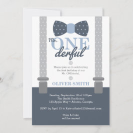 ONEderf Födelsedagsfest inbjudan, Bow Tie Inbjudningar