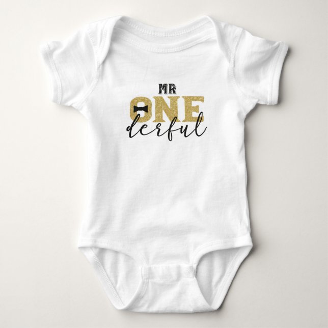 Onederful 1st Birthday Bodykostym Tee Shirt (Framsida)