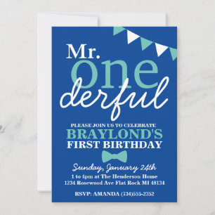 Onederful 1st Birthday Changable Färg Inbjudningar