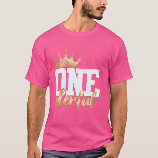 Onederful 1st Birthday First One-Derful Matchin T Shirt (Framsida)