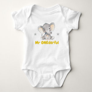 Onederful 1st Birthday Party Boy Elephant T Shirt