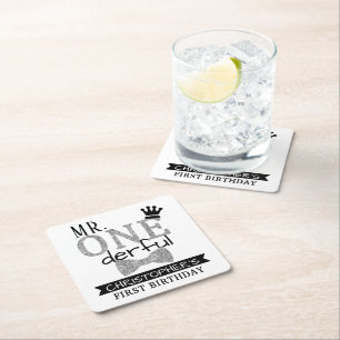 ONEderful 1st Birthday Party Underlägg Papper Kvadrat