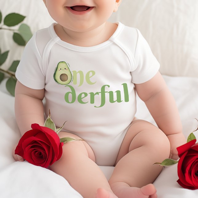 Onederful Avokado 1-årsdag T Shirt (Onederful Avocado 1st Birthday Baby Bodysuit)