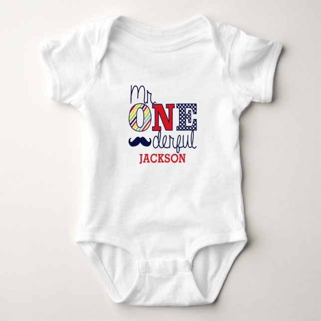 ONEderful Baby Romper - Första födelsedag T Shirt (Framsida)