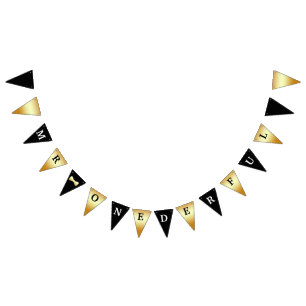 Onederful Banner Black White och Guld Vimplar