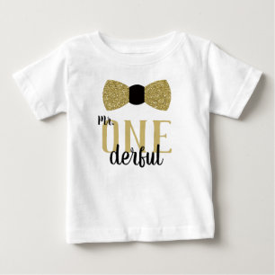 ONEderful Birthday Shirt in Black and Faux Guld T