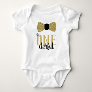 ONEderful Birthday Shirt in Black and Faux Guld T Shirt
