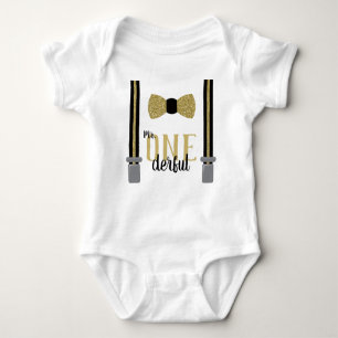 ONEderful Birthday Shirt in Black and Faux Guld T Shirt