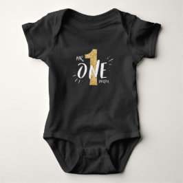 Onederful Birthday Shirt Romper Boy Black Guld T Shirt