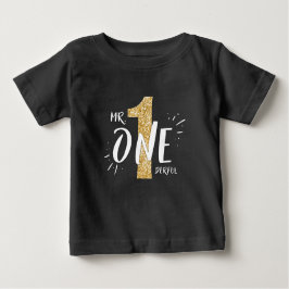 Onederful Birthday T-shirt Boy Black Guld
