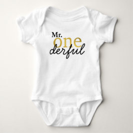 Onederful Black och Faux Guld Baby Shirt Tröja