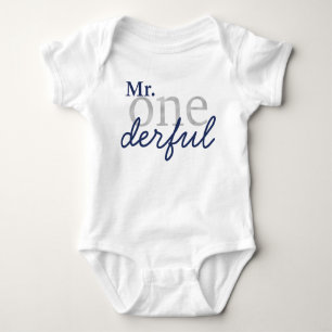 Onederful Blue och Faux Silver Baby Shirt T Shirt