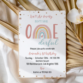 Onederful Boho Rainbow Birthday 1:a inbjudan