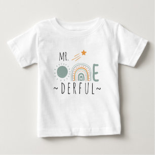 Onederful Boho Rainbow First Birthday Boy T Shirt