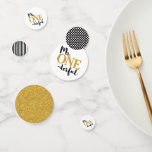 ONEderful Bord Confetti in Black and Guld