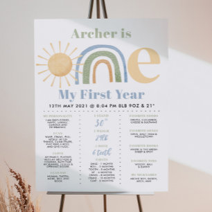 Onederful Boys 1st Birthday Milestone Poster