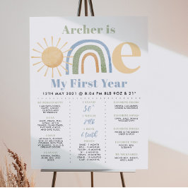 Onederful Boys 1st Birthday Milestone Poster