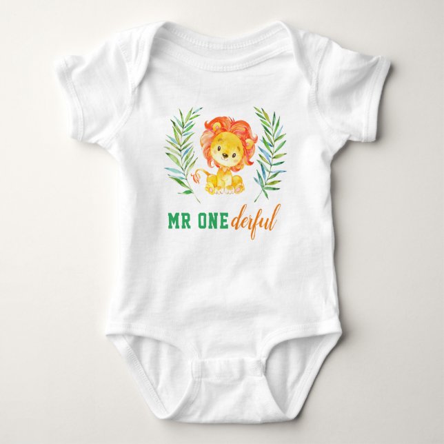 Onederful First 1st Birthday Vild One Lejon T Shirt (Framsida)