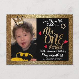 Onederful First Birthday Inbjudan Vykort
