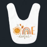 Onederful First Birthday Rainbow och Sol Party Hakklapp<br><div class="desc">Cute vattenfärgsregnbåge och sol mr.onederful party baby bib 1:a födelsedag</div>