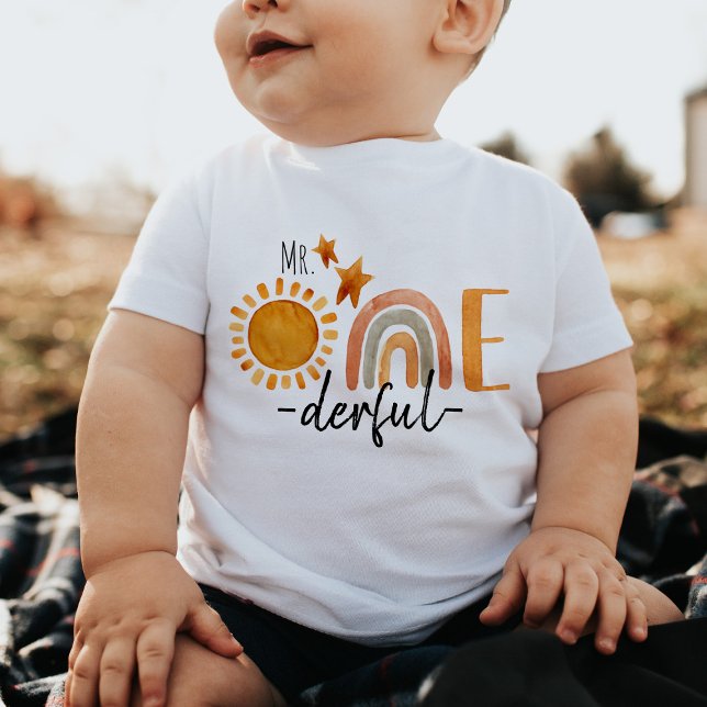 Onederful First Birthday Rainbow och Sol Party T Shirt (Skapare uppladdad)