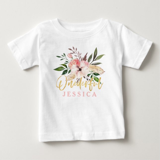 onederful första födelsedagt-skjorta t shirt (Framsida)