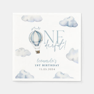 ONEderful Hett Luft Ballon Boy 1st Birthday Blue Pappersservett