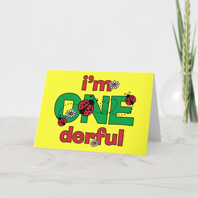 ONEderful Ladybug 1:a födelsedagen Kort (Framsida)