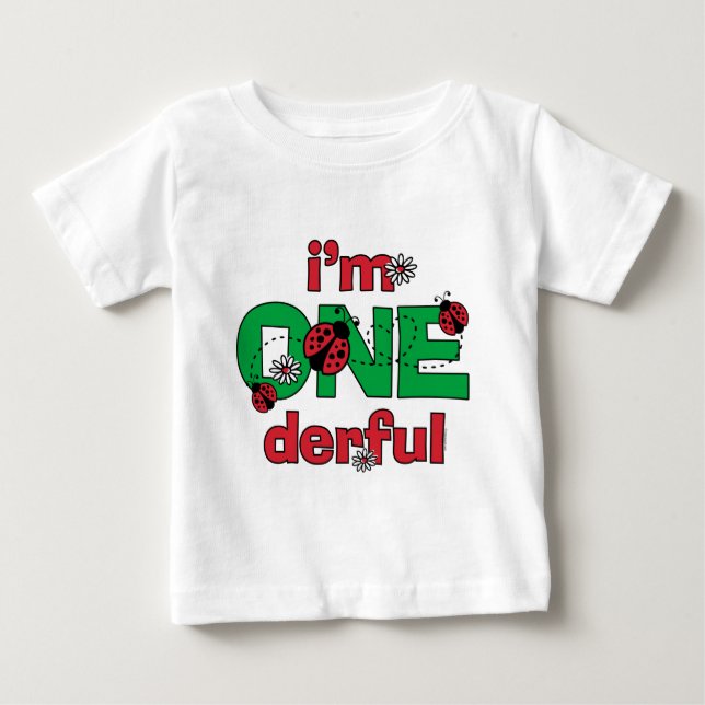 ONEderful Ladybug 1:a födelsedagen Tee Shirt (Framsida)