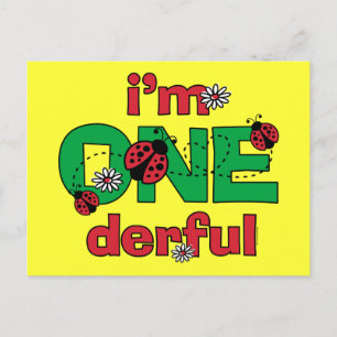 ONEderful Ladybug 1:a födelsedagen Vykort