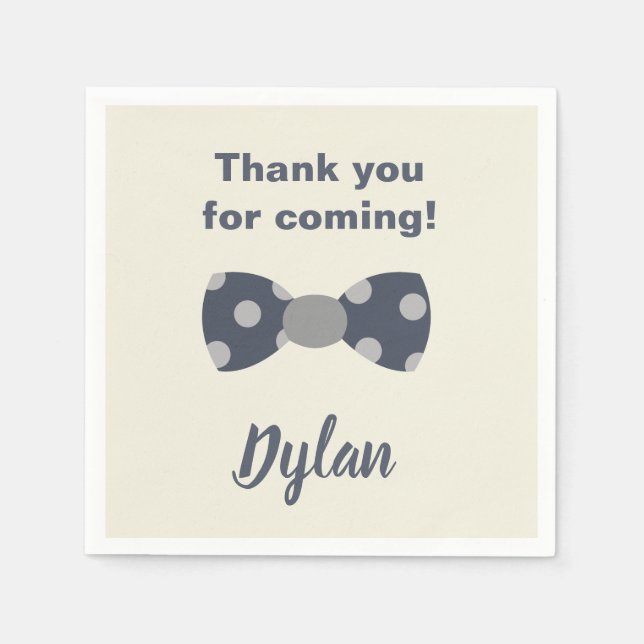 Onederful navy och grått bow tie pappersservett (Framsidan)