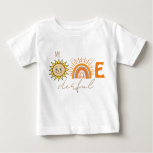 Onederful Rainbow och Sol Party Baby 1:a Birthd T Shirt