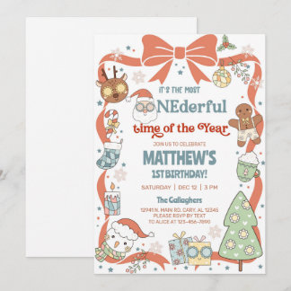 ONEderful time of the year Christmas 1st birthday. Inbjudningar