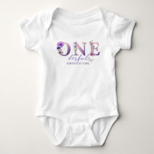 Onederful WildblomBirthday Girl Baby Bodykostydräk T Shirt