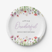 Onederful Wildflower First Birthday Paper Plate