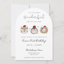 Onederful Winter Animals First Birthday Invitation Inbjudningar