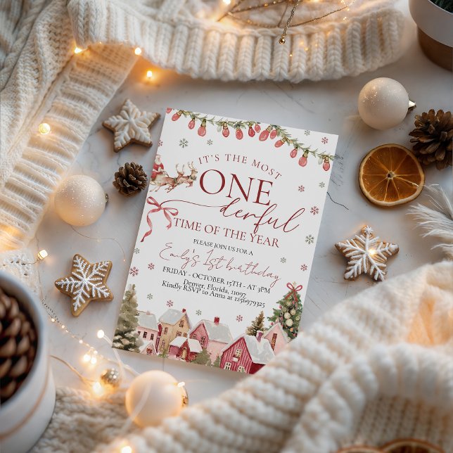 ONEderful Winter Birthday Invitation Inbjudningar (Skapare uppladdad)