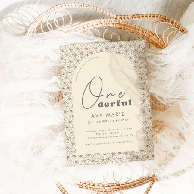 Onederfull Retro Daisy Girls 1:a födelsedag Party Inbjudningar (Skapare uppladdad)