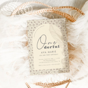 Onederfull Retro Daisy Girls 1:a födelsedag Party Inbjudningar