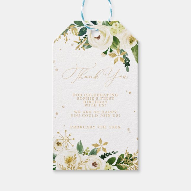 Onederland First Birthday Tack Favor Presentetikett (Framsidan)