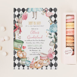 Onederland Tea Födelsedagsfest Girl First Birthday Inbjudningar