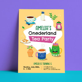 Onederland Tea Party - Första Födelsedagsfesten In Inbjudningar