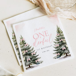Onederland Vinter Rosa Slöja 1-årsdag Pappersservett
