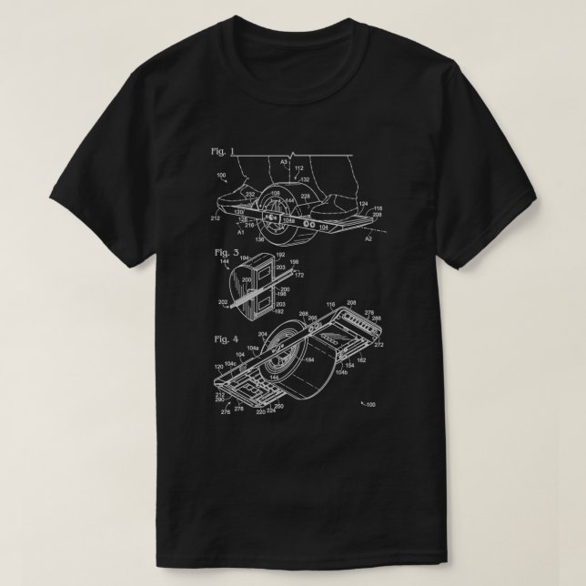 Onehweel Owner Gift Retro OneWheel Patent Teckning T Shirt (Design framsida)