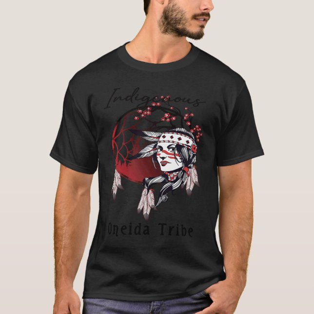 Oneida Native Indian Proud Girl Dreamcatc T Shirt (Framsida)