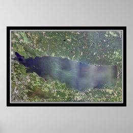 Oneida Sjö New York Satellite Poster Karta