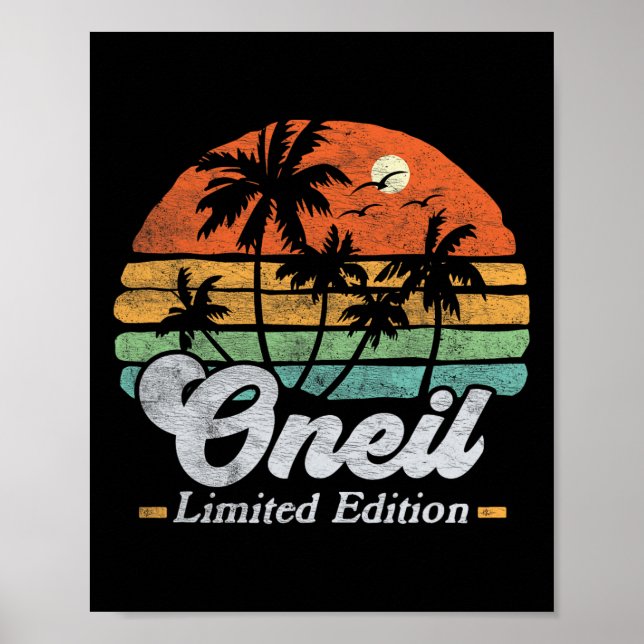 Oneil Surname Funny Retro 90s Birthday Beach Famil Poster (Framsidan)