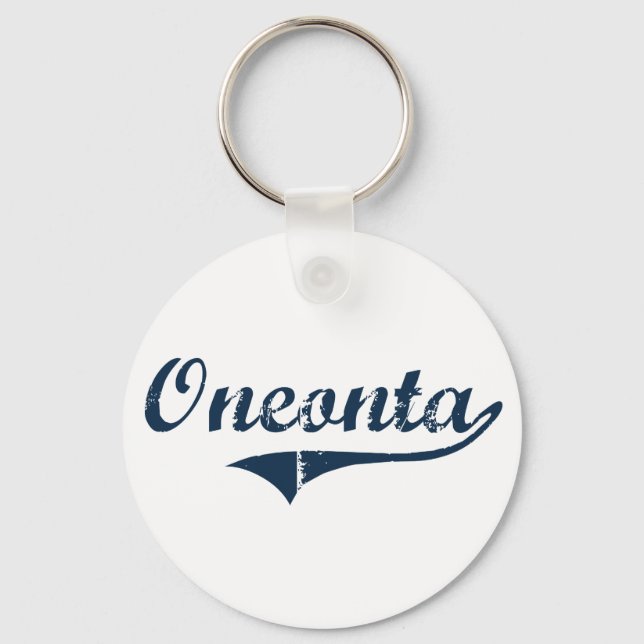 Oneonta New York Classic Design Nyckelring (Framsida)