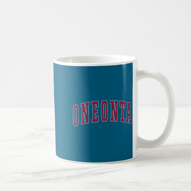 Oneonta New York Souvenir College-stil Röd Text T Kaffemugg (Höger)